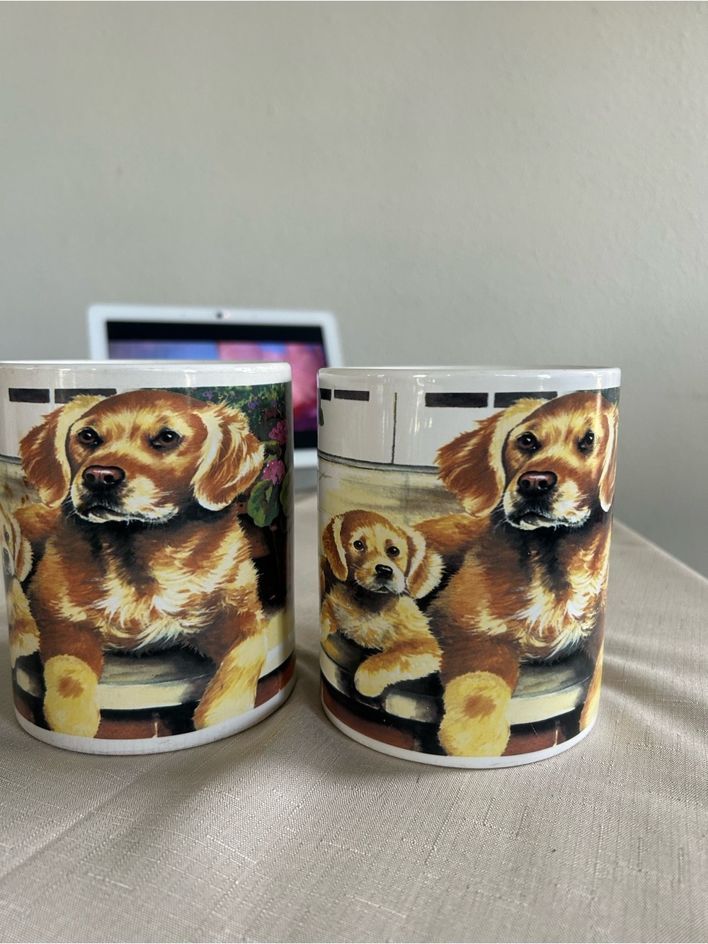 Dog Print Ceramic Coffee Mug - Brown